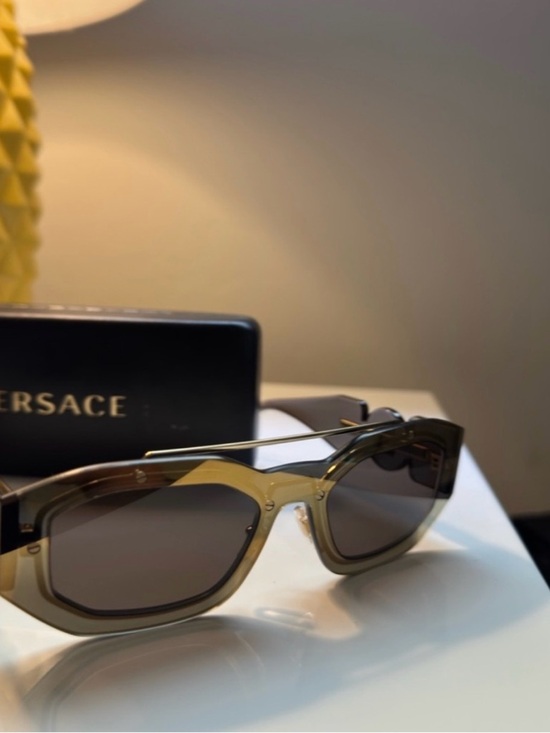 Versace Unisex VE 2235 Transparent Brown Mirror Gold Plastic Fashion Sunglasses main image 5